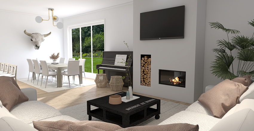 Petit appartement de style ferme moderne en Californie Interior Design Render
