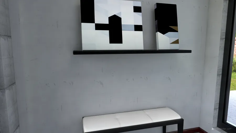 Bauhaus Industrial Black Grey White Hallway 3d design renderings
