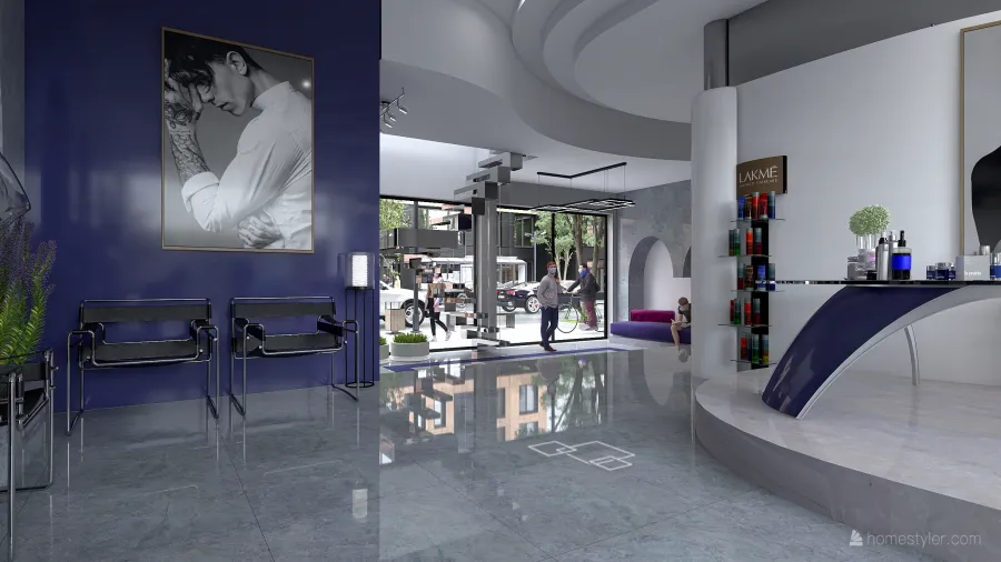 Modern Salón de peluquería DR Purple Grey White 3d design renderings