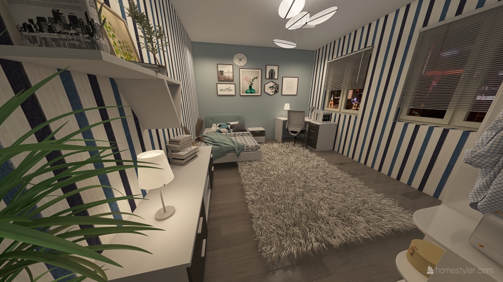 Teenage room 3d design renderings