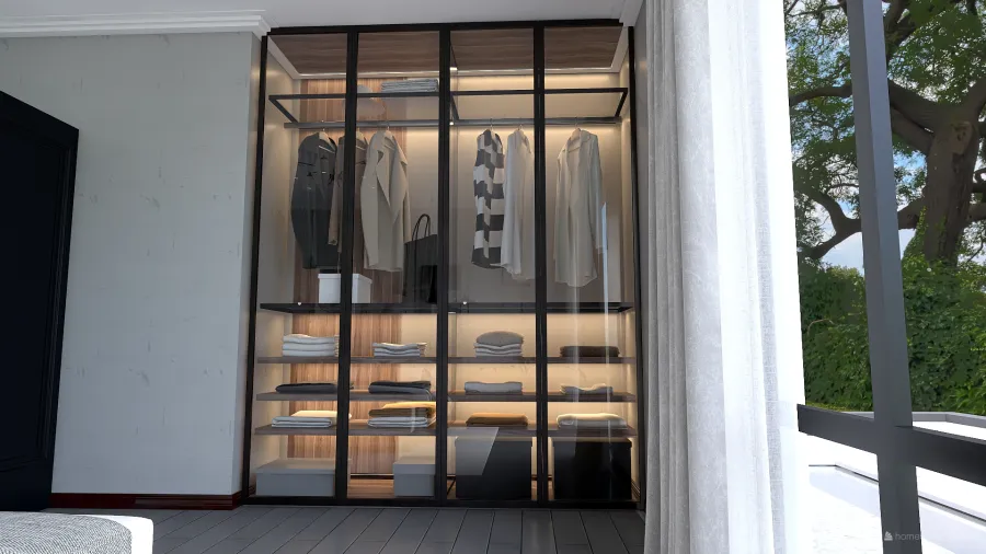 Bauhaus Industrial Black Grey White Master Bedroom 3d design renderings