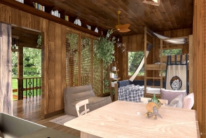 Rustic Farmhouse Tiny Treehouse Design Rendering
