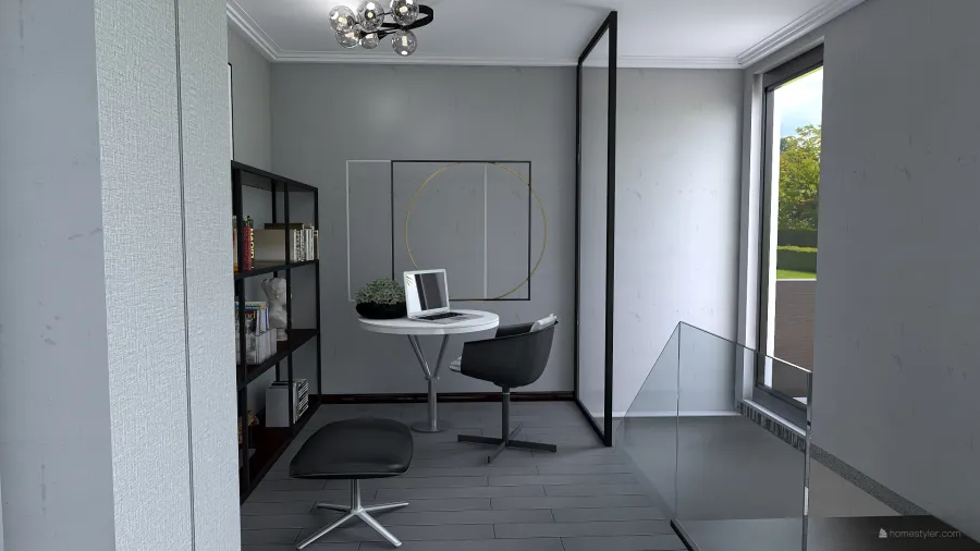 Bauhaus Industrial Black Grey White Lounge 3d design renderings
