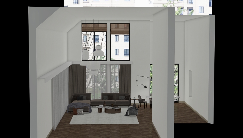 Multi Floor Demo 3 - Living room with tall ceiling 3d design picture 93.47