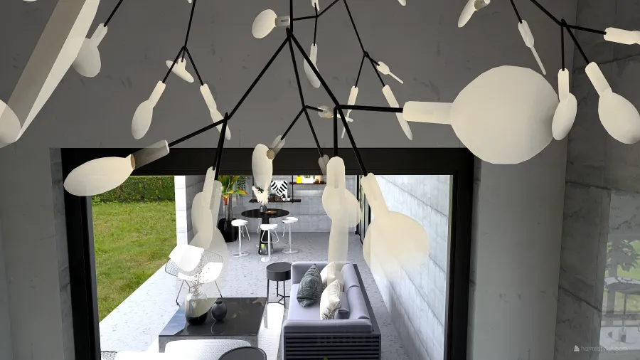 Bauhaus Industrial Black Grey White Hallway 3d design renderings