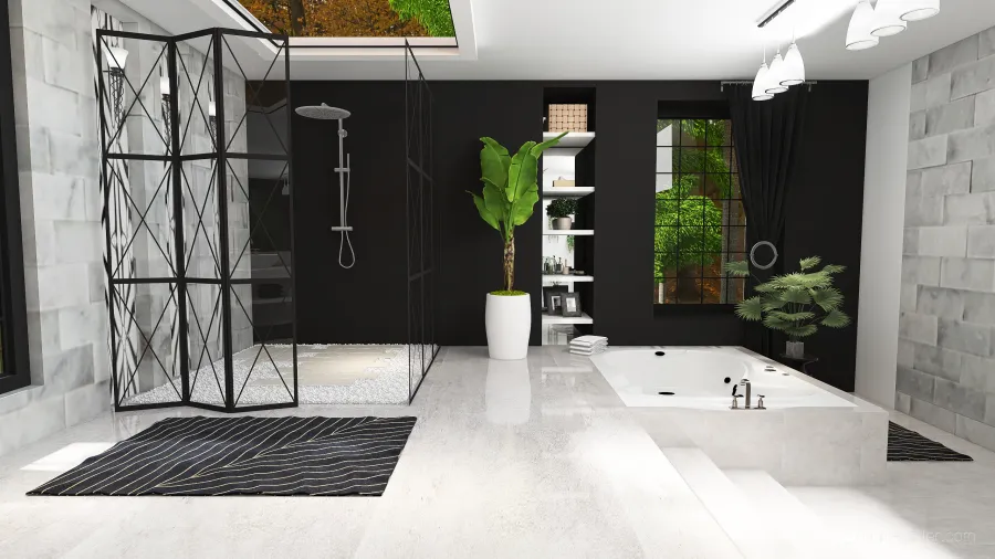 Modern Bauhaus Fourth Key Luxury Black White 3d design renderings