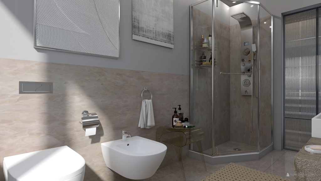 Modern Contemporary Grey EarthyTones Bathroom 3d design renderings