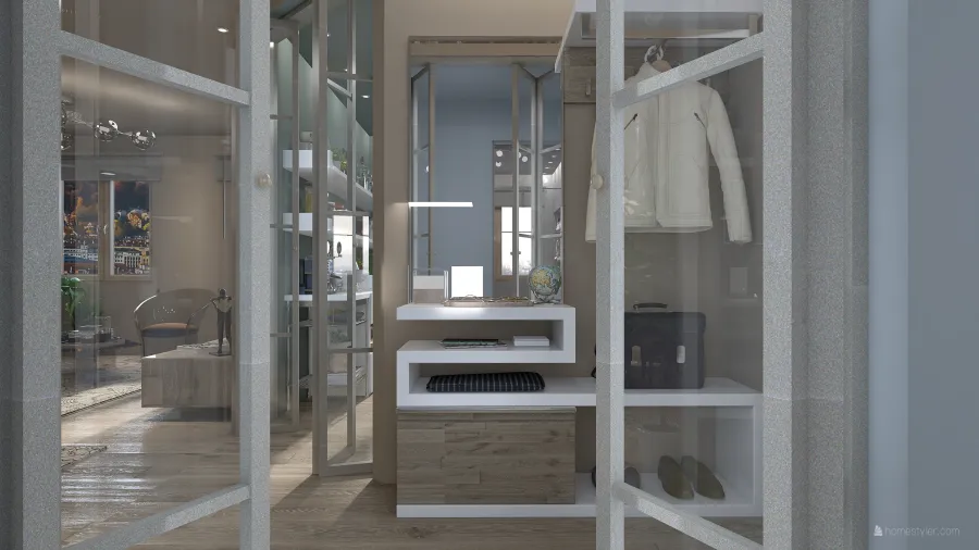 Modern Contemporary Grey EarthyTones Corridor 3d design renderings