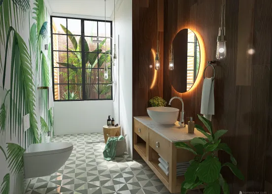 Cuarto de baño Tropical Design Rendering