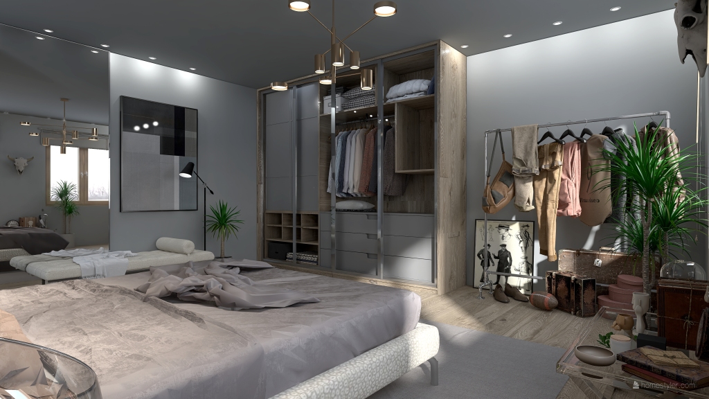 Modern Contemporary Grey EarthyTones Bedroom 3d design renderings
