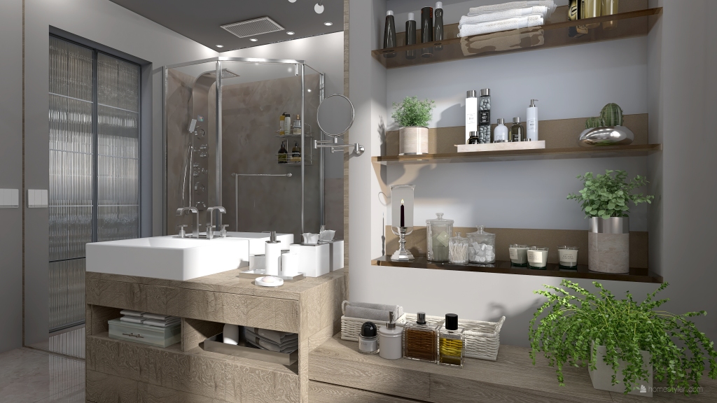 Modern Contemporary Grey EarthyTones Bathroom 3d design renderings