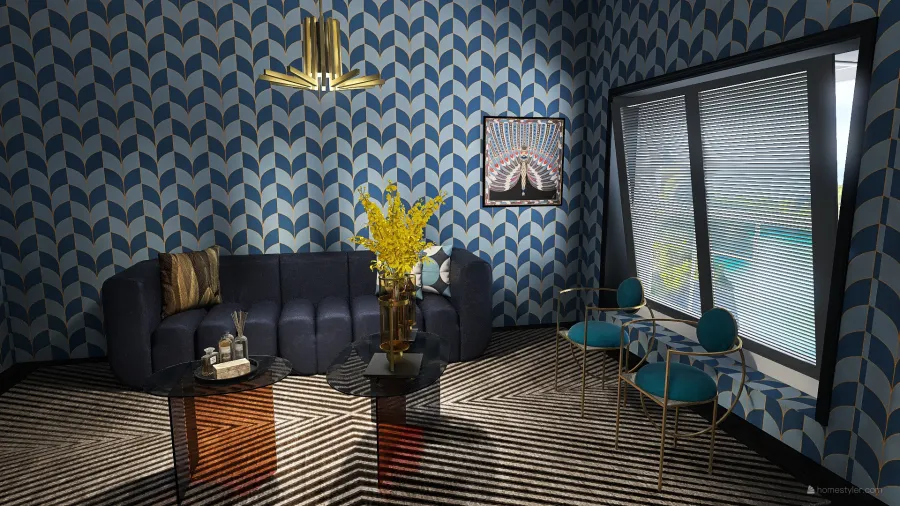 Residential - Art deco living room 3d design renderings