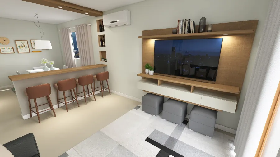sala de Estar e Jantar 3d design renderings