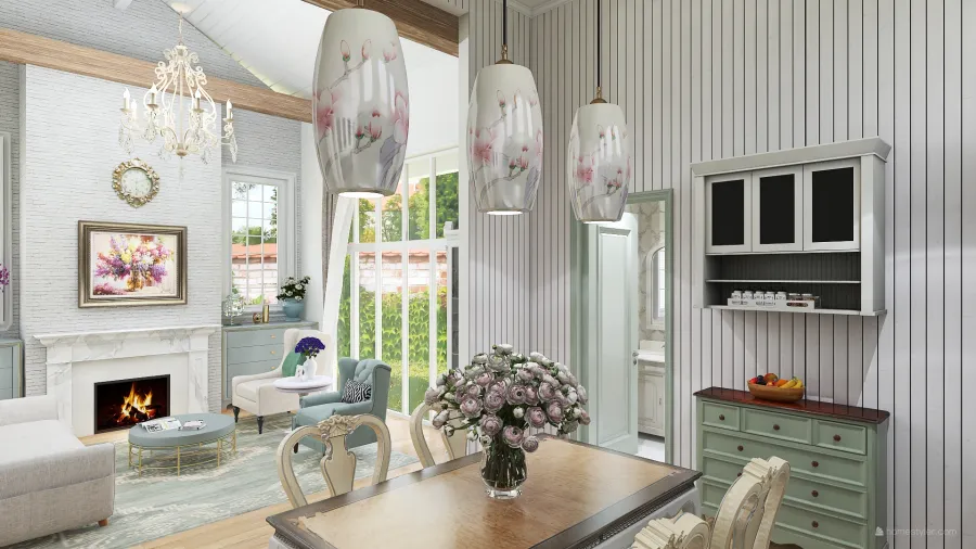 Romantic Shabby Chic Small Cottage House 3d design renderings