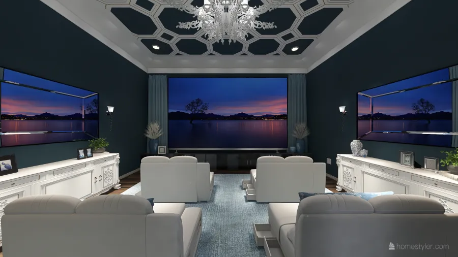 Home Theater and Gym 3d design renderings