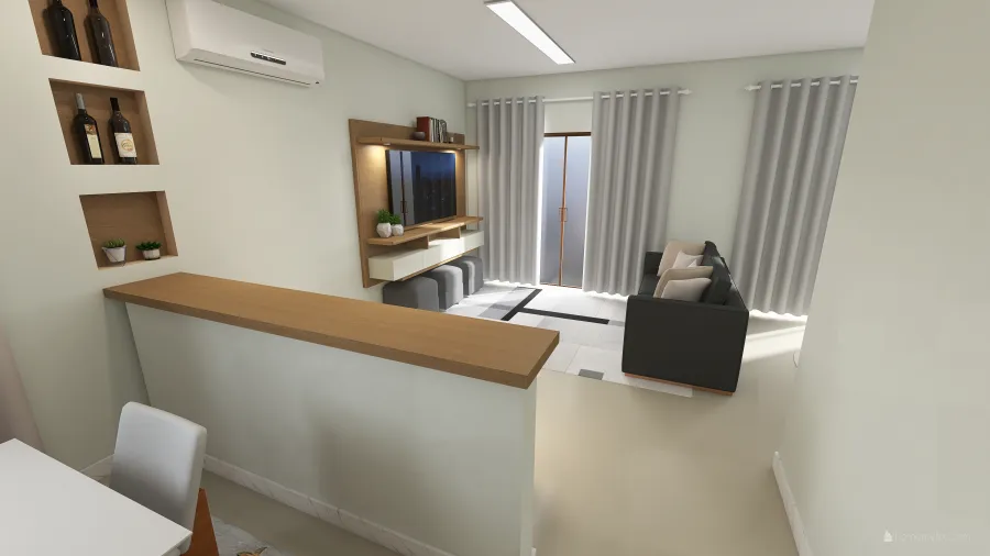 sala de Estar e Jantar 3d design renderings