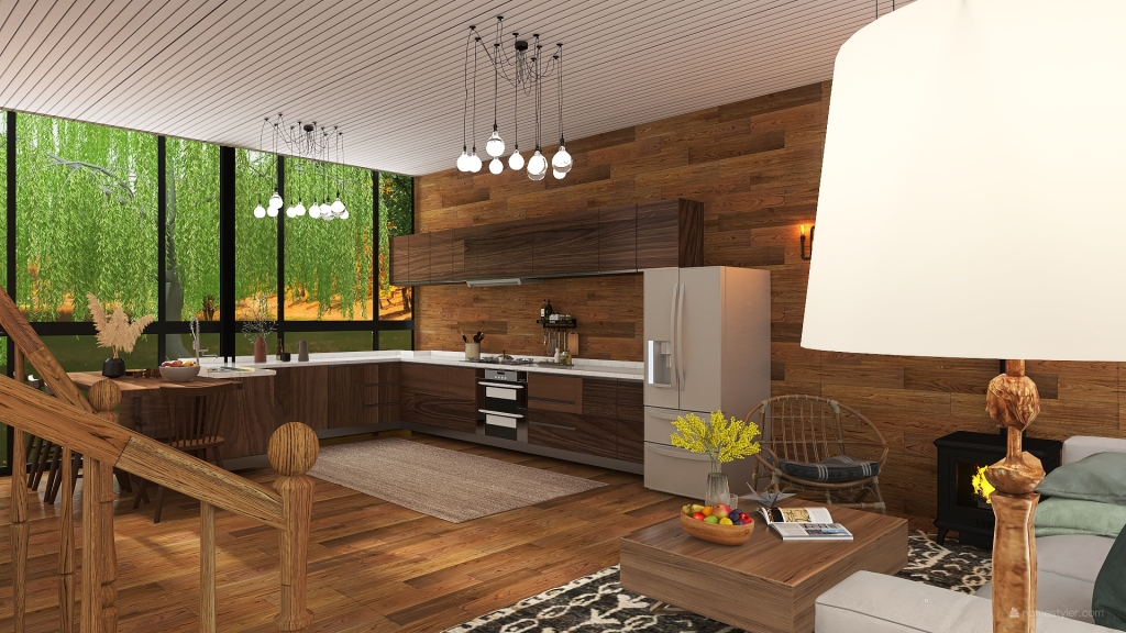 small loft in the forest 3d design renderings