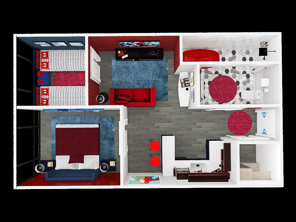 Marvel Hotel Spiderman room 3d design renderings