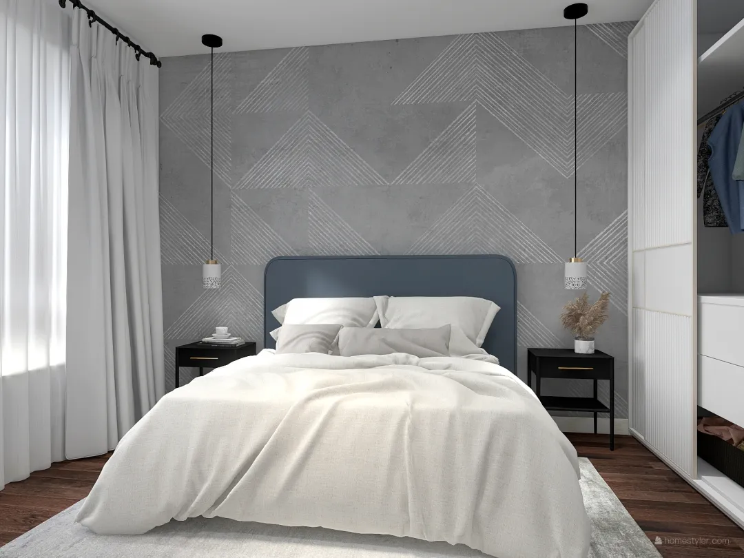 GREY BEDROOM 3d design renderings