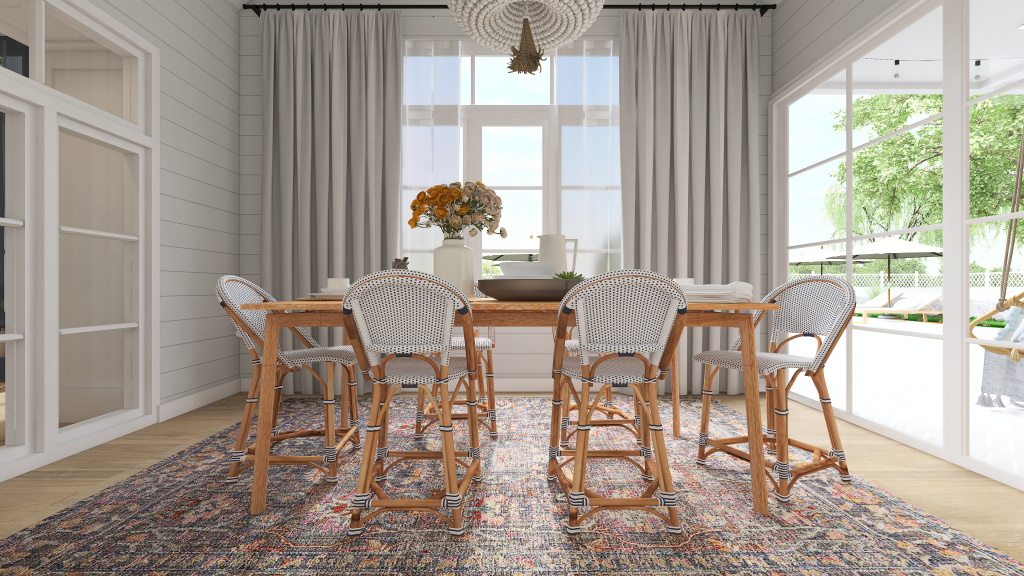 Contemporary Costal White Blue Beige Living Room 3d design renderings