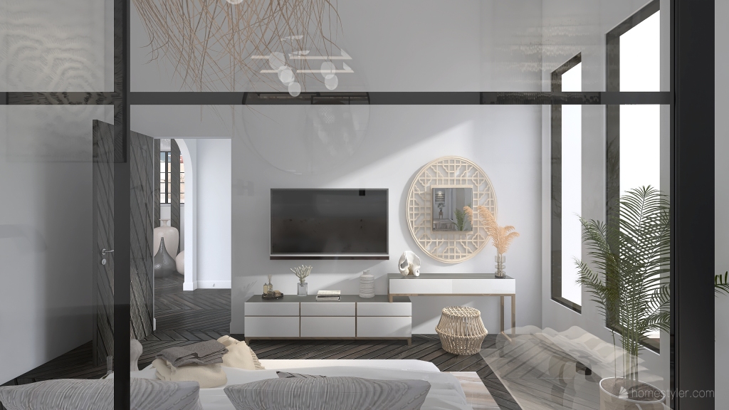 Modern StyleOther Grey White ColdTones HABITACIÓN 3d design renderings