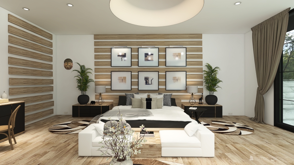 Modern The Brera House Black White Beige WoodTones 3d design renderings