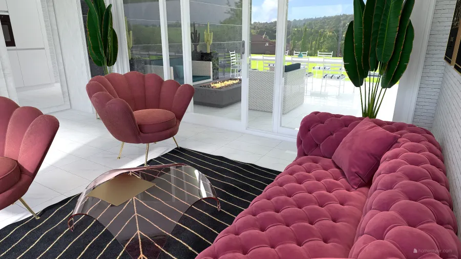 Gold&Pink 3d design renderings