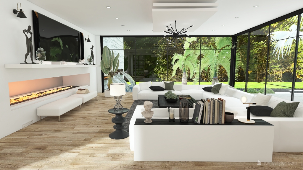 Modern The Brera House Black White Beige WoodTones 3d design renderings