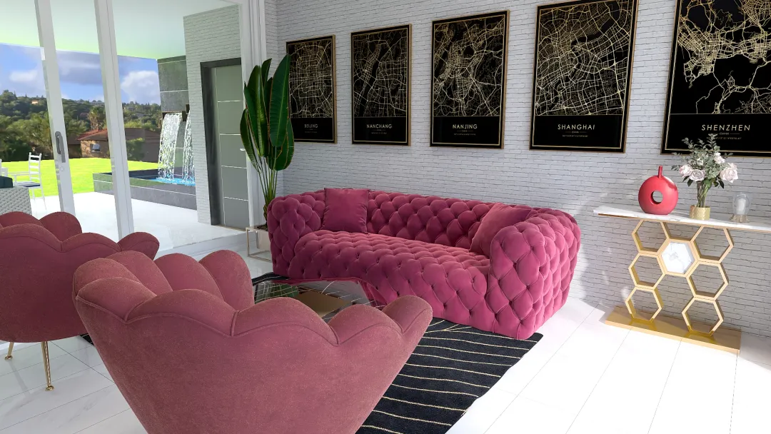Gold&Pink 3d design renderings
