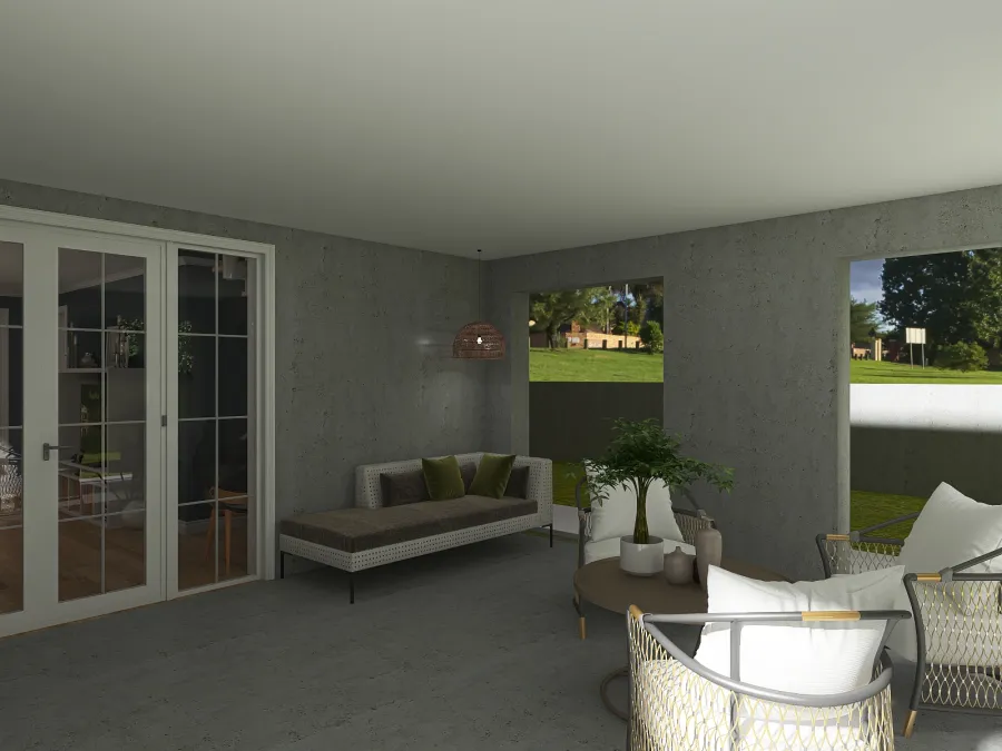 Modern Grey Blue Beige Courtyard 3d design renderings