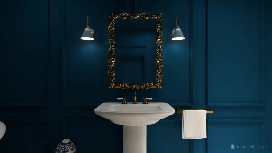 bathroom blue 3d design renderings