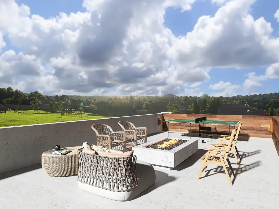 Modern Grey Blue Beige Rooftop 3d design renderings