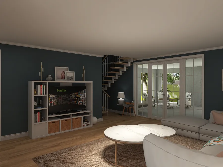 Modern Grey Blue Beige Living Room 3d design renderings