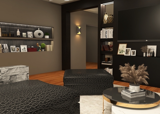 Dark-toned luxury apartment Design Rendering