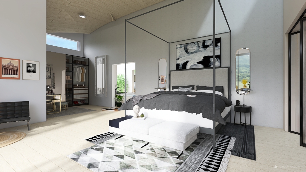Contemporary ArtDeco The Sail Beach House White Grey 3d design renderings