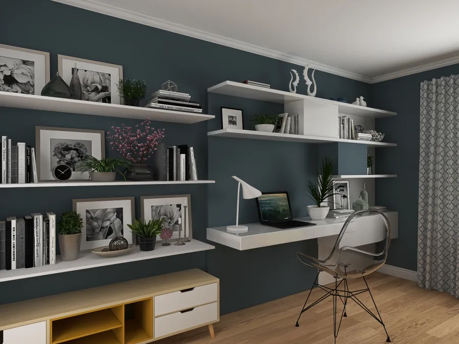 Modern Grey Blue Beige Office 3d design renderings