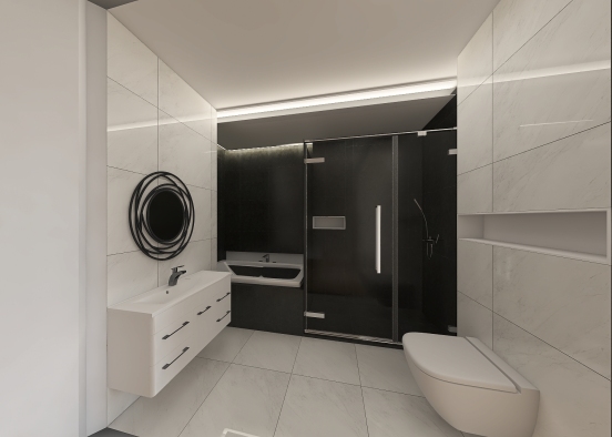 bathroom black&white Design Rendering