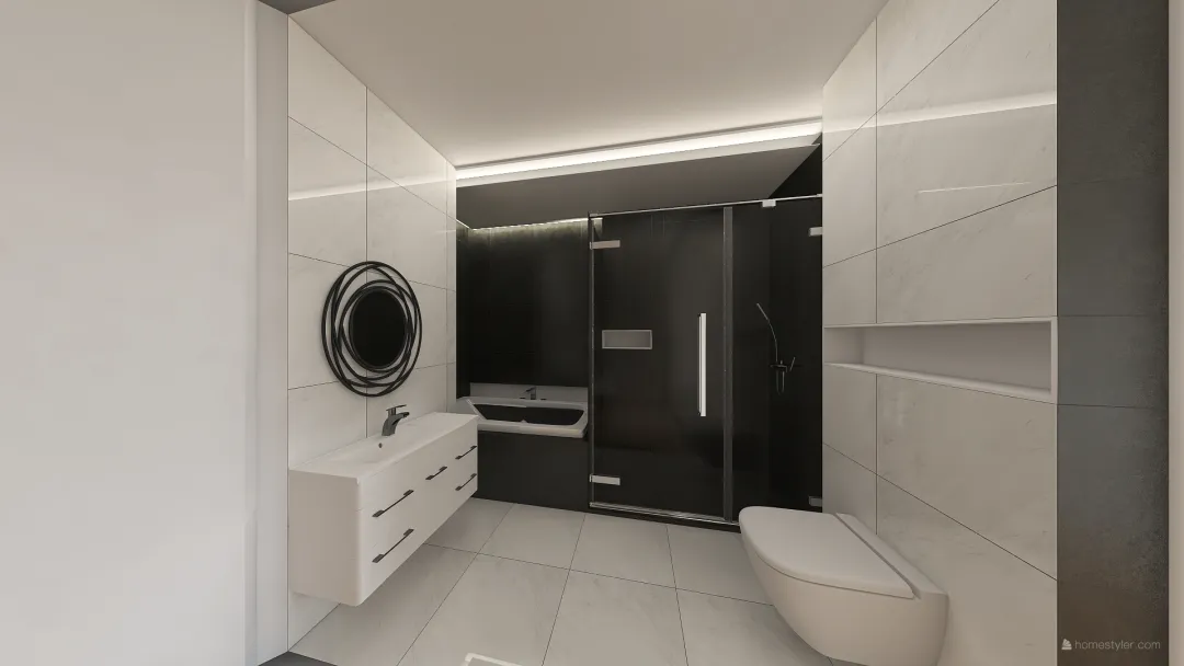 bathroom black&white 3d design renderings