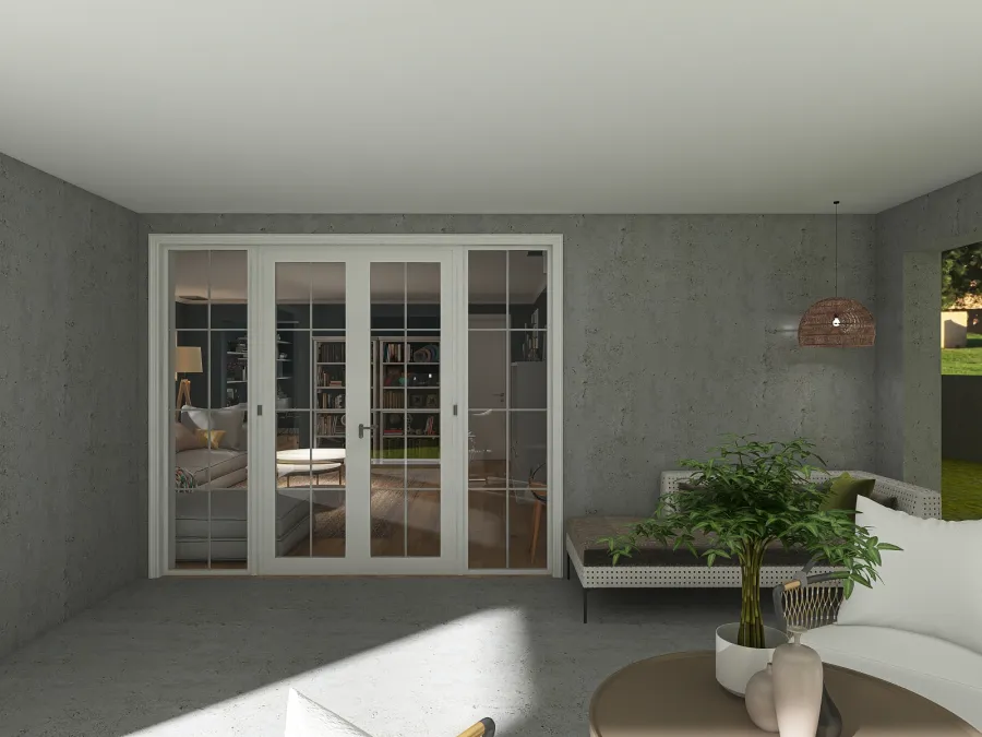 Modern Grey Blue Beige Courtyard 3d design renderings