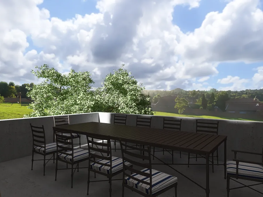 Modern Grey Blue Beige Balcony 3d design renderings