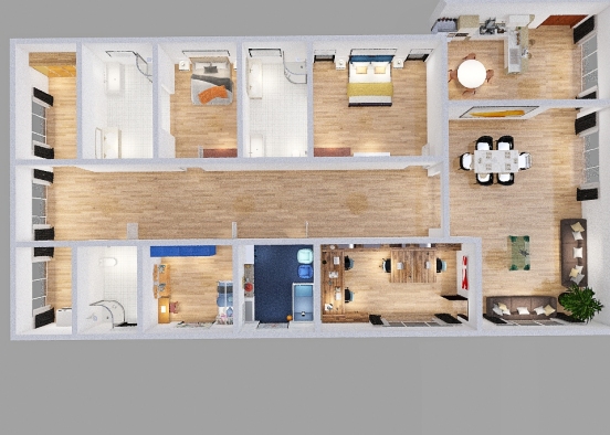 4 Bedroom Apartment Design Rendering