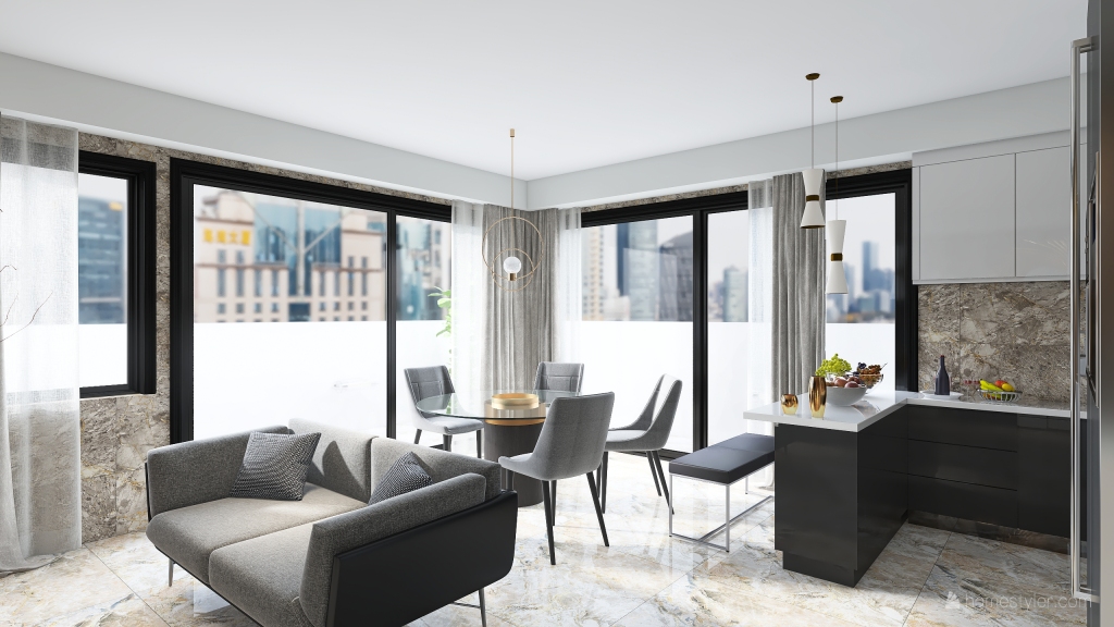 1 bedroom Penthouse 3d design renderings