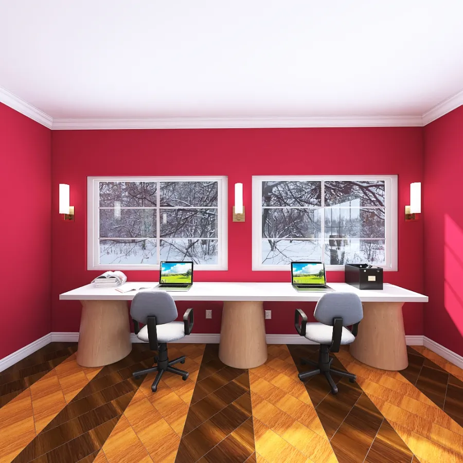 Office/Study Room 3d design renderings