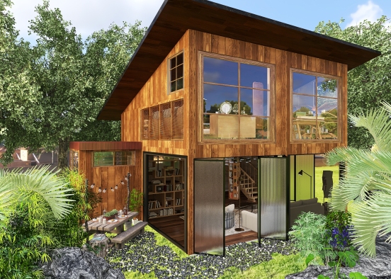 A Book Lover's Tiny Home Design Rendering