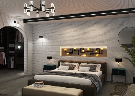 industrial bedroom en-suit design  Design Rendering