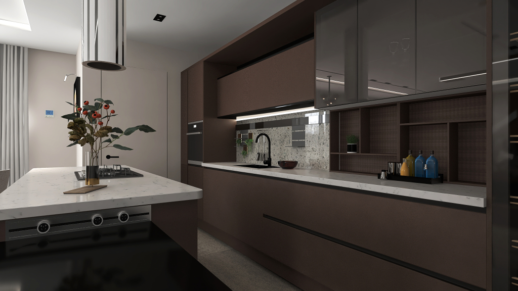 Modern Contemporary Modern Apartment Black Beige Grey Green Blue EarthyTones 3d design renderings