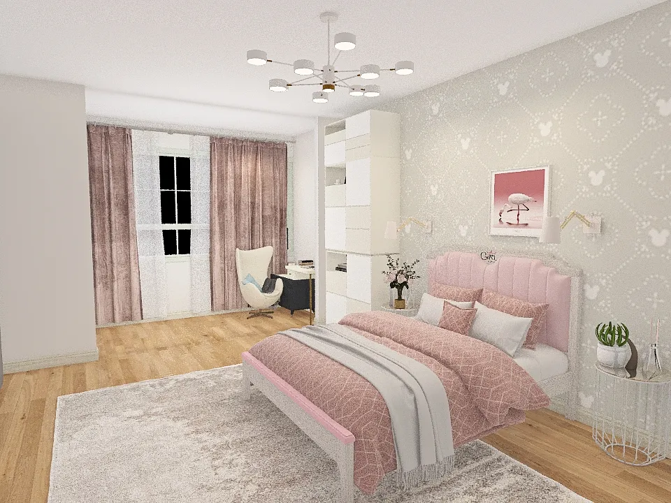 Girl bedroom 3d design renderings