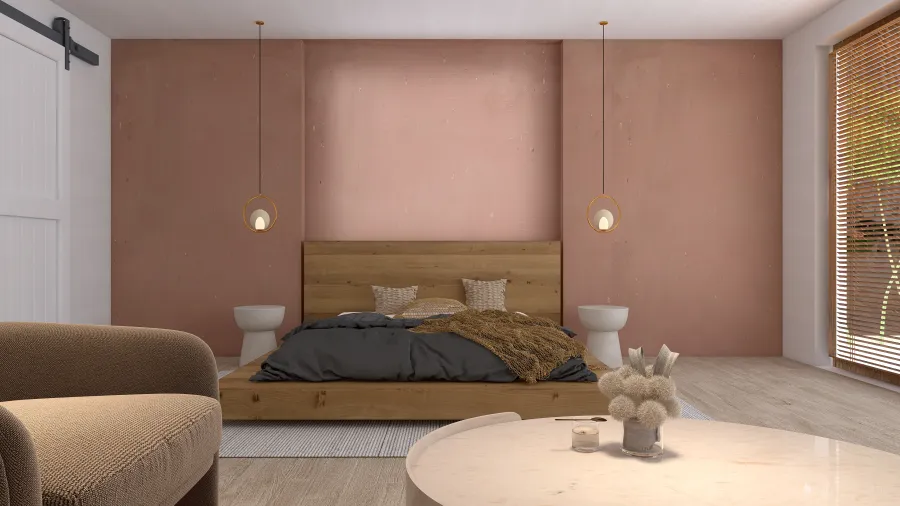 Contemporary Costal StyleOther WabiSabi WoodTones EarthyTones ColorScemeOther Beige Master Bedroom 3d design renderings