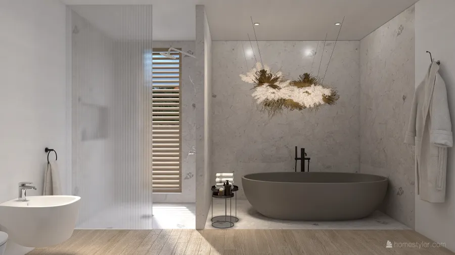 Contemporary Costal StyleOther WabiSabi WoodTones EarthyTones ColorScemeOther Beige Master Bathroom1 3d design renderings