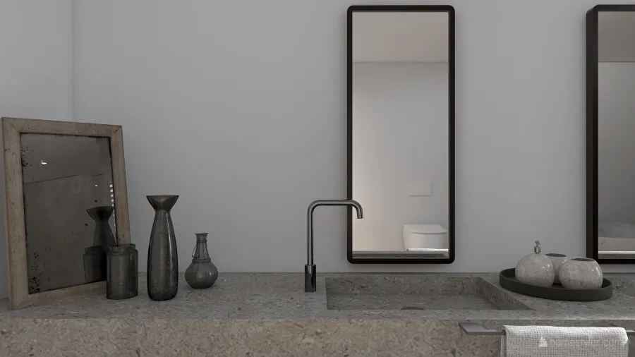 Contemporary Costal StyleOther WabiSabi WoodTones EarthyTones ColorScemeOther Beige Bathroom 3d design renderings